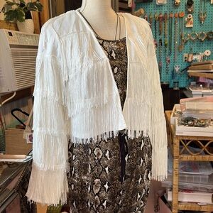 White Tassel cropped kimono